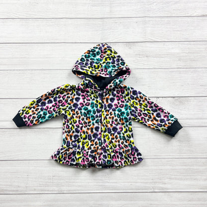 Garanimals Baby Girls Leopard Print Fleece Zip Hoodie Ruffle Hem 9-12 Months