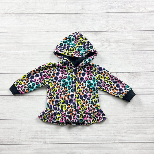 Garanimals Baby Girls Leopard Print Fleece Zip Hoodie Ruffle Hem 9-12 Months