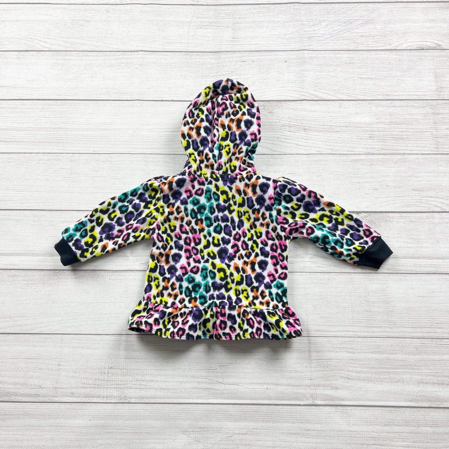 Garanimals Baby Girls Leopard Print Fleece Zip Hoodie Ruffle Hem 9-12 Months