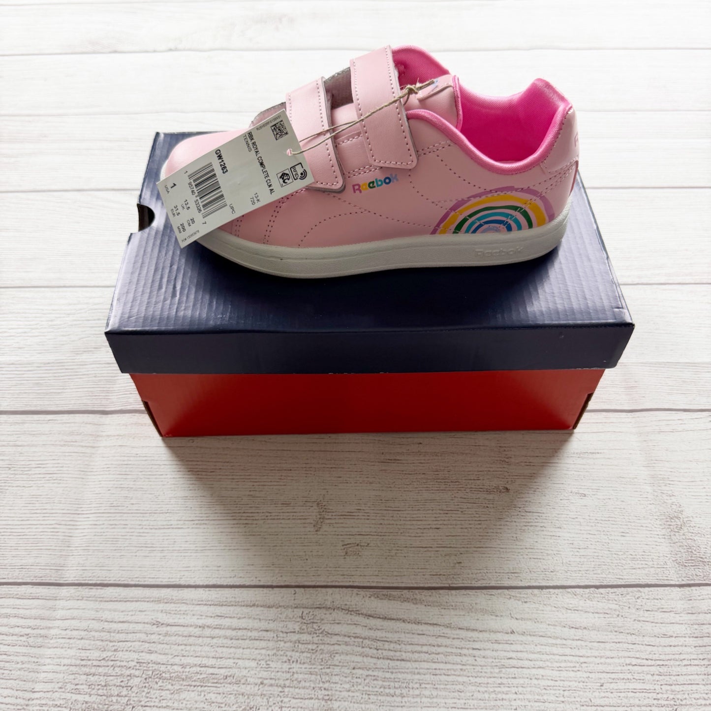 Reebok Royal Kids Rainbow Sneakers Pink Hook & Loop Youth NWT 1