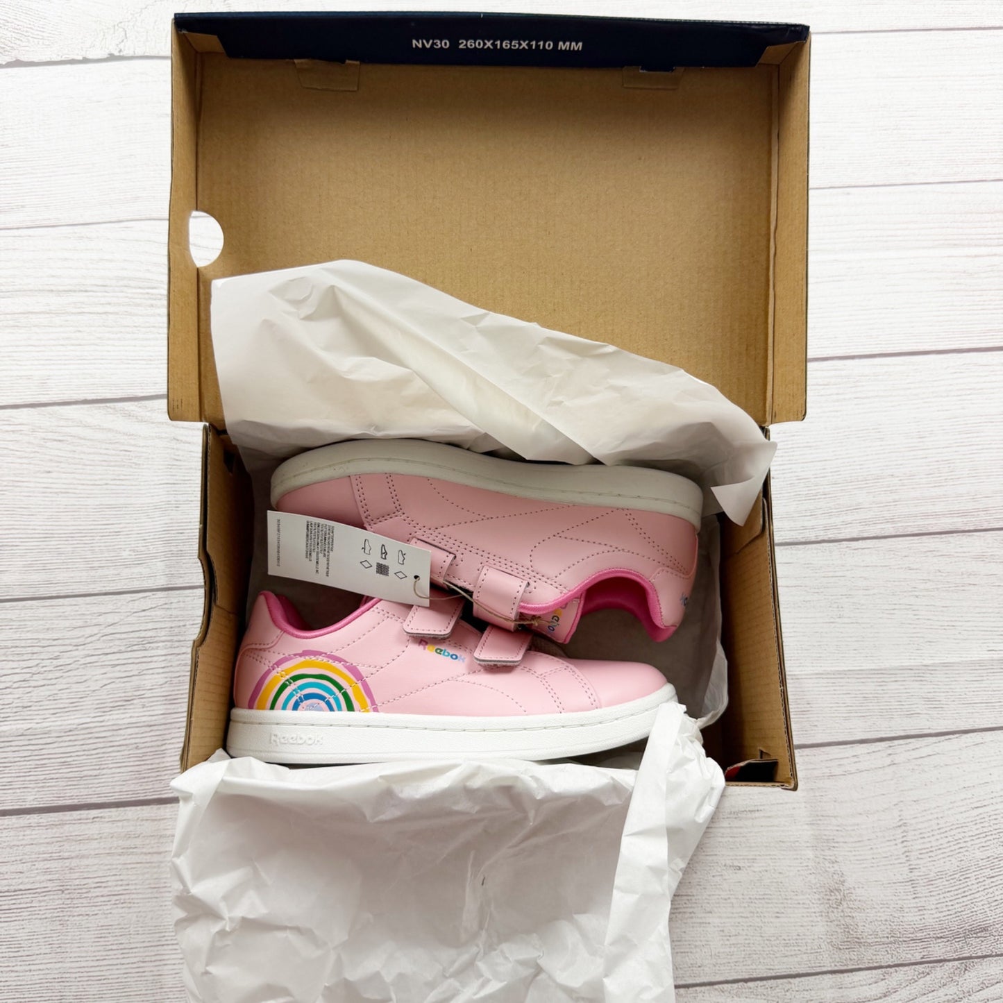 Reebok Royal Kids Rainbow Sneakers Pink Hook & Loop Youth NWT 1