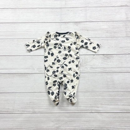 Jessica Simpson Baby Footed Sleeper Floral Ruffle Wrap Snap Pajamas 0-3 Months