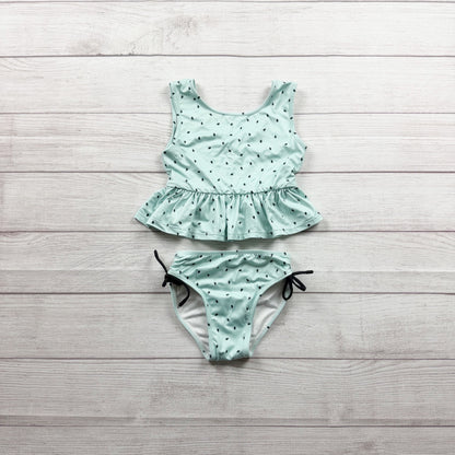 Wildling Girls Mint Bikini Peplum Top Black Polka Dot Print 5