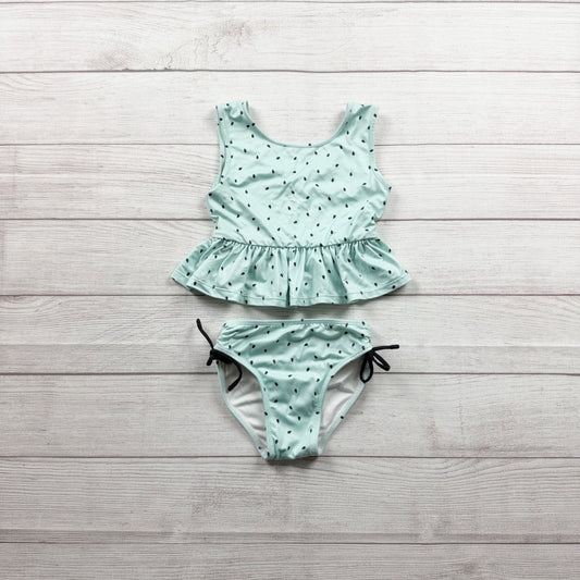 Wildling Girls Mint Bikini Peplum Top Black Polka Dot Print 5