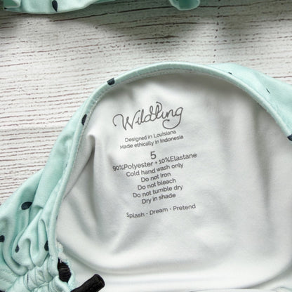 Wildling Girls Mint Bikini Peplum Top Black Polka Dot Print 5
