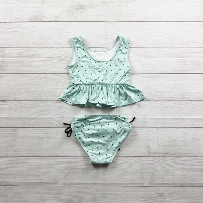 Wildling Girls Mint Bikini Peplum Top Black Polka Dot Print 5