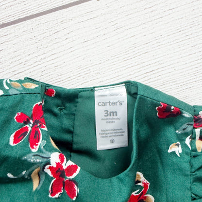 Carter’s Baby Girl Floral Green Dress Ruffles Bloomers 0-3 Months