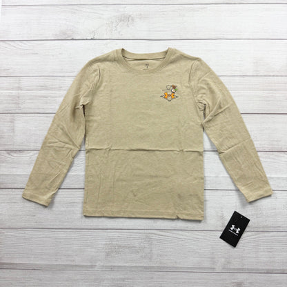 Under Armour Boys Long Sleeve Shirt Tan Graphic Baseball Tee NWT 7
