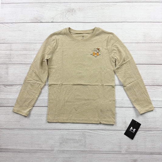 Under Armour Boys Long Sleeve Shirt Tan Graphic Baseball Tee NWT 7