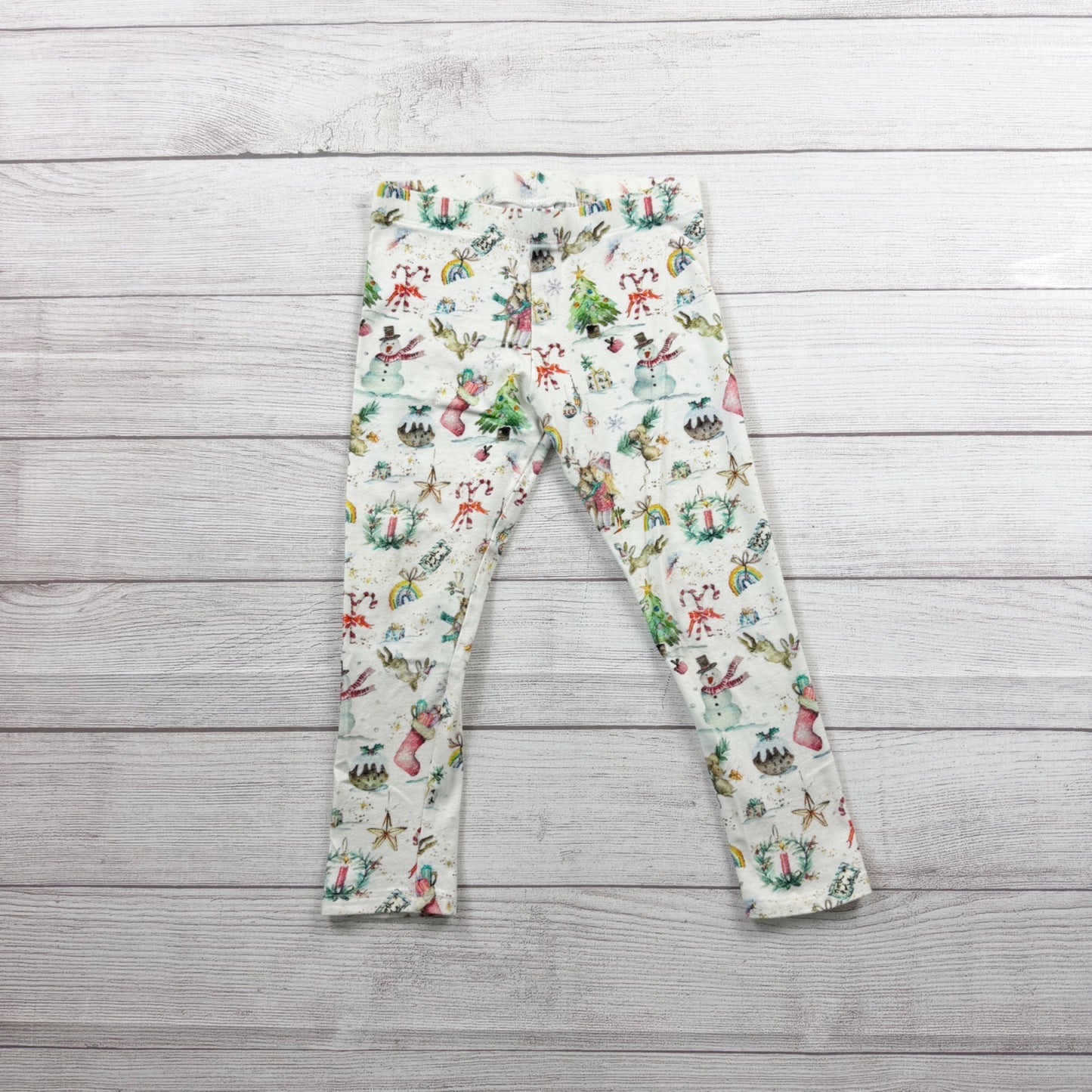Next Girls Christmas Pattern Leggings Multicolor Festive Print 6-7 Years