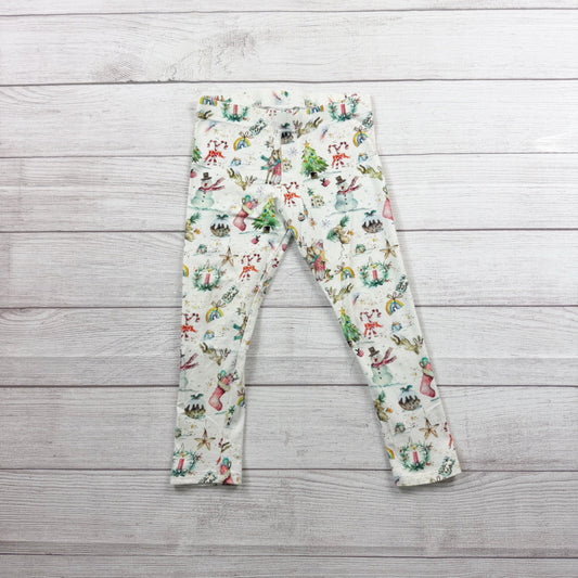 Next Girls Christmas Pattern Leggings Multicolor Festive Print 6-7 Years