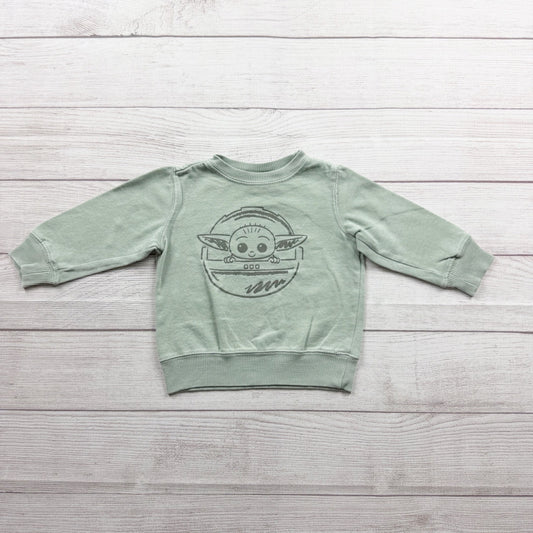 Star Wars Baby Yoda Grogu Toddler Crewneck Sweatshirt Green 2T Cotton Blend 2T
