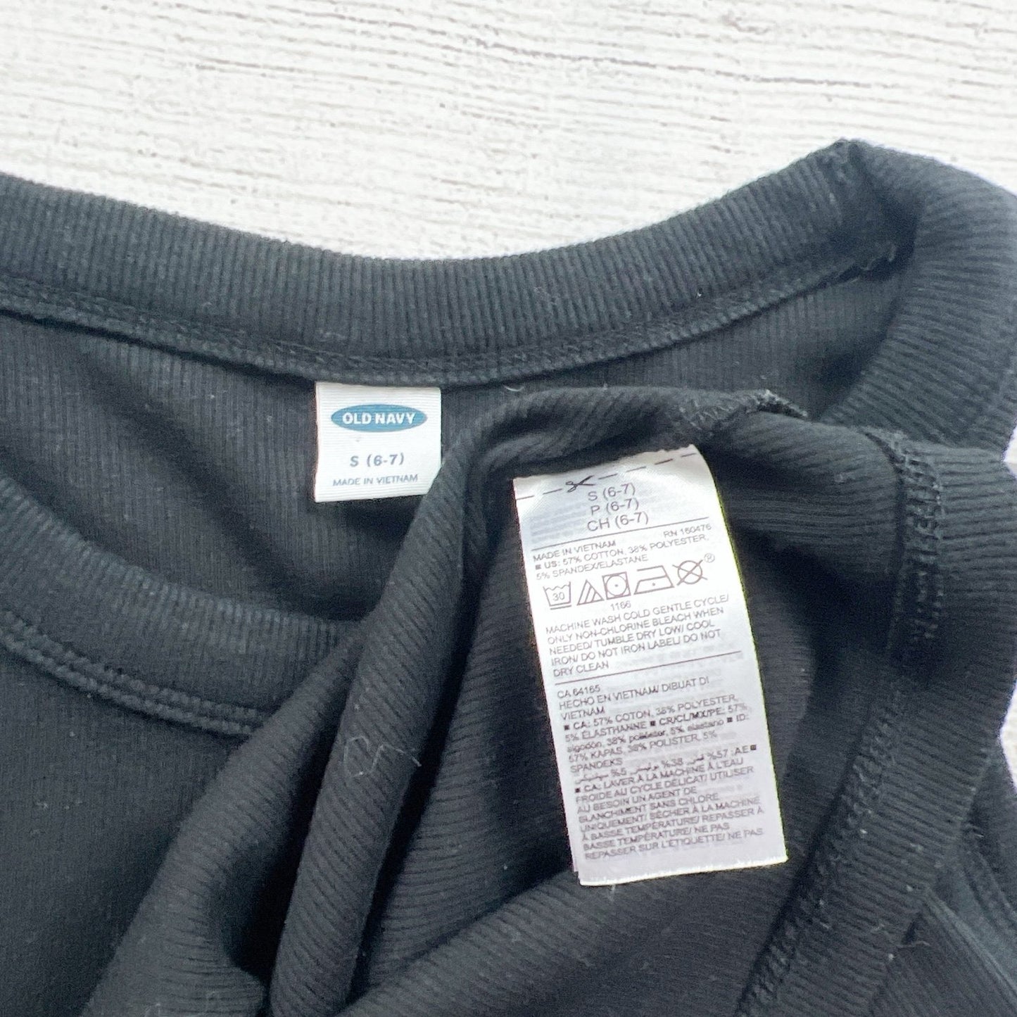 Old Navy Black Ribbed Sleeveless Tank Top Lightweight Layer S 6-7