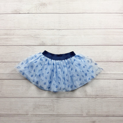 Disney Frozen Toddler Girls Blue Tulle Skirt Leaf Print 3T