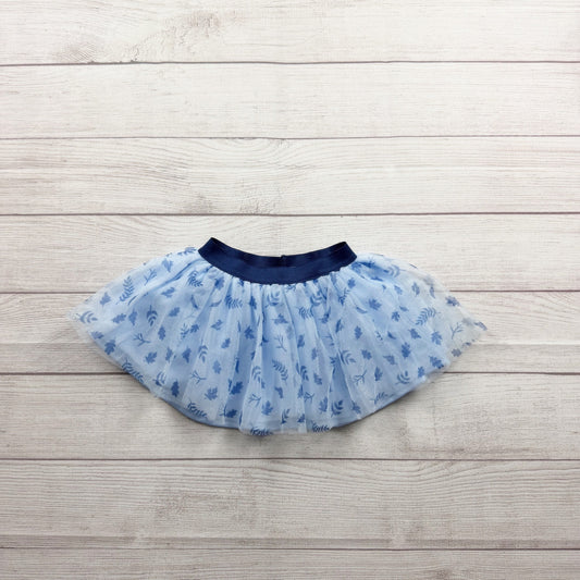 Disney Frozen Toddler Girls Blue Tulle Skirt Leaf Print 3T
