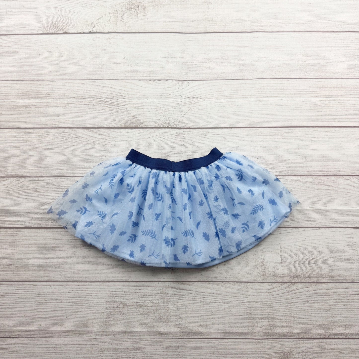 Disney Frozen Toddler Girls Blue Tulle Skirt Leaf Print 3T