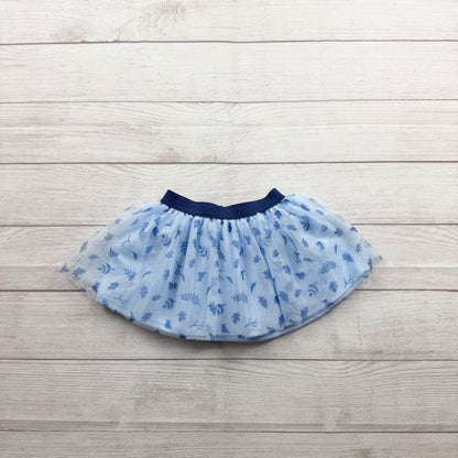 Disney Frozen Toddler Girls Blue Tulle Skirt Leaf Print 3T