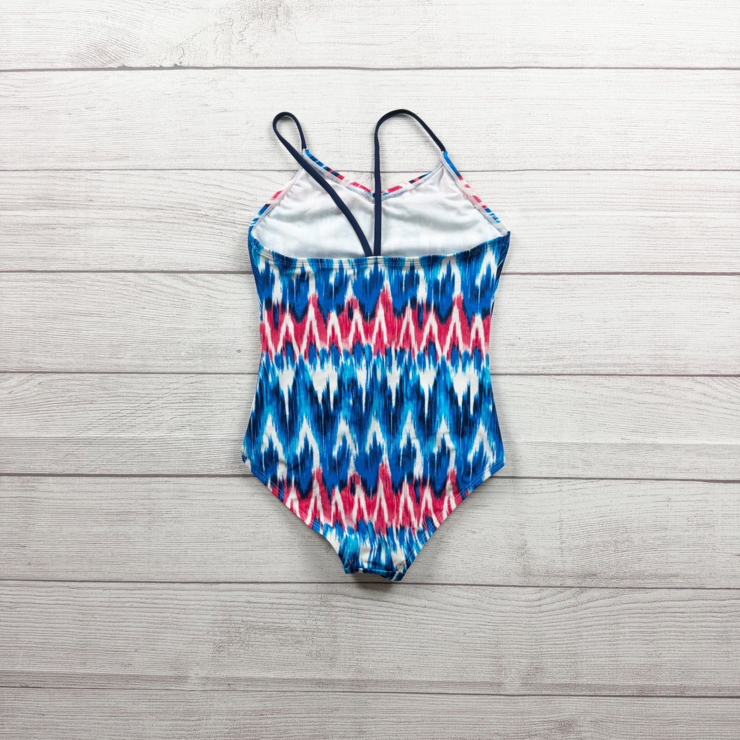 Kanu Surf Girls Swimsuit Zigzag Tie Dye Print One Piece Blue Red 8
