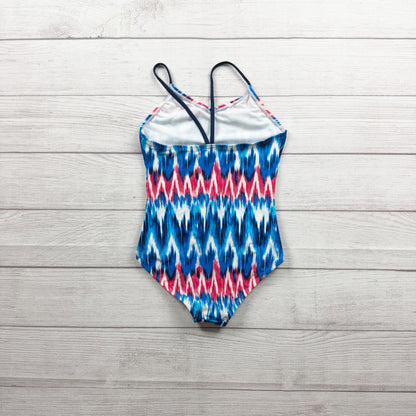 Kanu Surf Girls Swimsuit Zigzag Tie Dye Print One Piece Blue Red 8