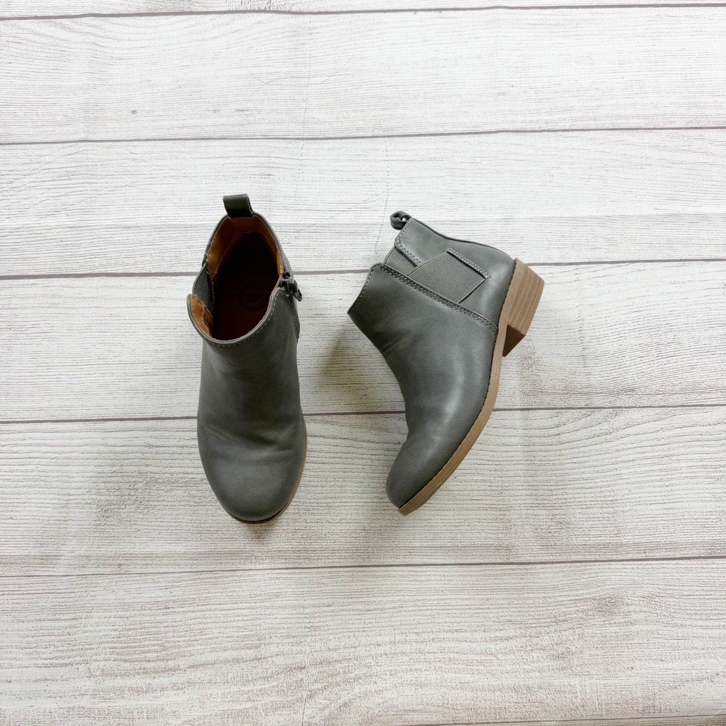 Wonder Nation Girls Ankle Boots Side Zip Chelsea Style Low Heel Booties 13