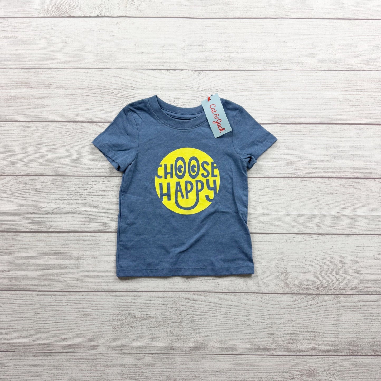 Cat & Jack Baby Graphic Tee Choose Happy Short Sleeve Top Blue NWT 9-12 Months