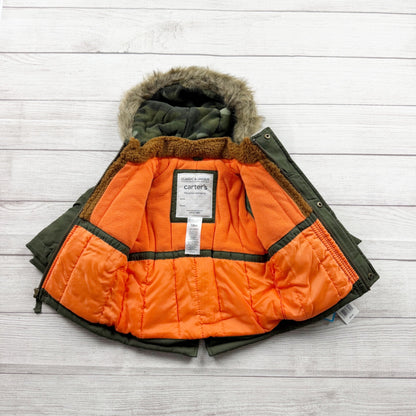 Carter’s Toddler Parka Coat Faux Fur Hood Fleece Lined Jacket NWT 12-18 Months