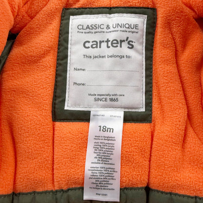 Carter’s Toddler Parka Coat Faux Fur Hood Fleece Lined Jacket NWT 12-18 Months