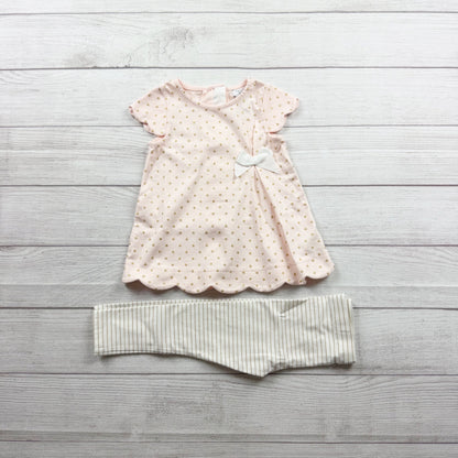 Tahari Baby Girls Polka Dot Dress Stripe Leggings Outfit Set 18-24 Months