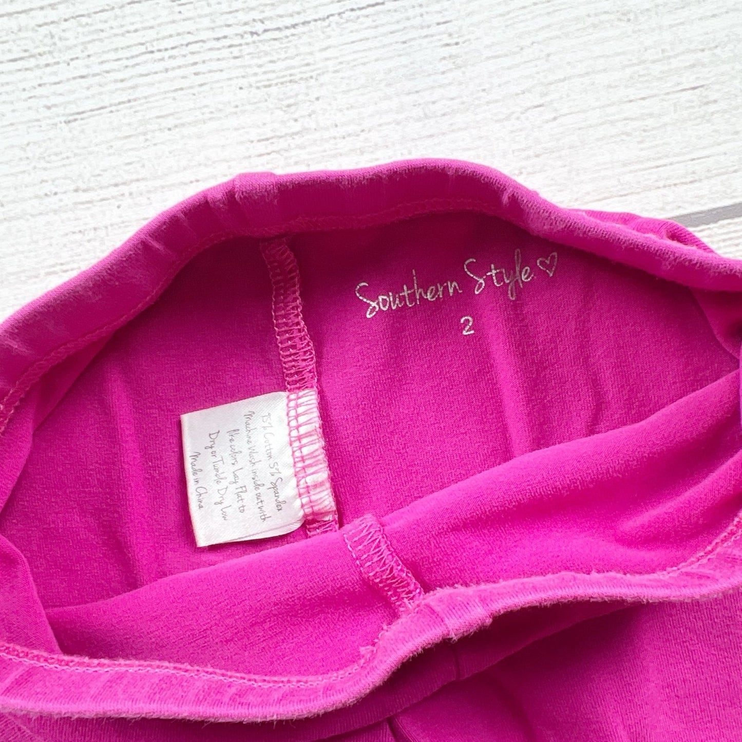 Southern Style Girls Leggings Pink Ruched Button Cuff Stretch Pants 2T