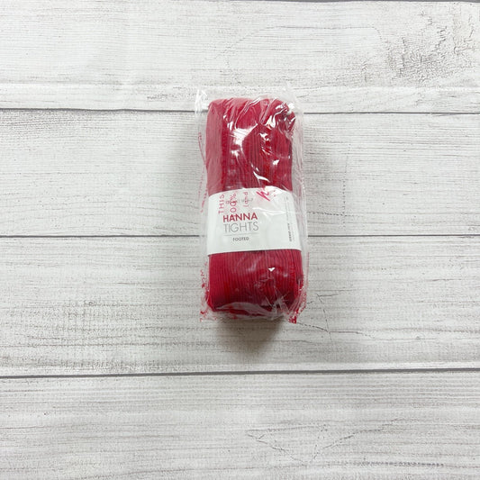 Hanna Andersson Girls Footed Tights Red Ribbed New 6-7