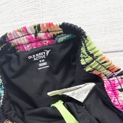 Old Navy Active Girlss Floral Print Go-Dry Athletic Shorts Black Multi M 8