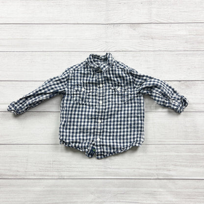 Janie And Jack Boys Gingham Check Long Sleeve Button Down Shirt 18-24 Months