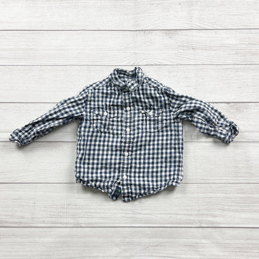 Janie And Jack Boys Gingham Check Long Sleeve Button Down Shirt 18-24 Months