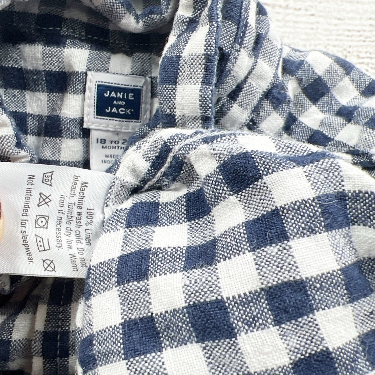 Janie And Jack Boys Gingham Check Long Sleeve Button Down Shirt 18-24 Months