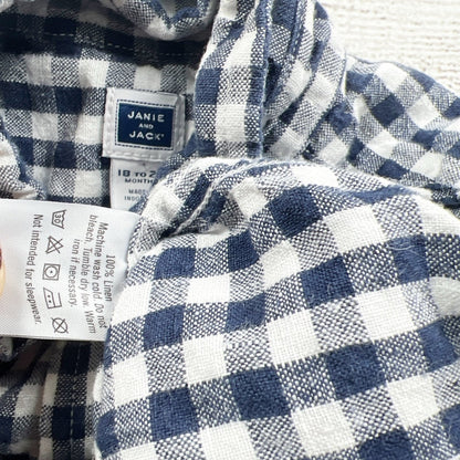 Janie And Jack Boys Gingham Check Long Sleeve Button Down Shirt 18-24 Months