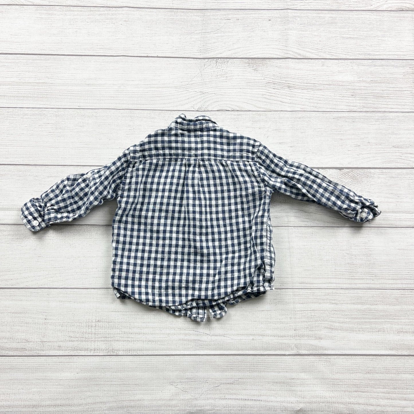 Janie And Jack Boys Gingham Check Long Sleeve Button Down Shirt 18-24 Months