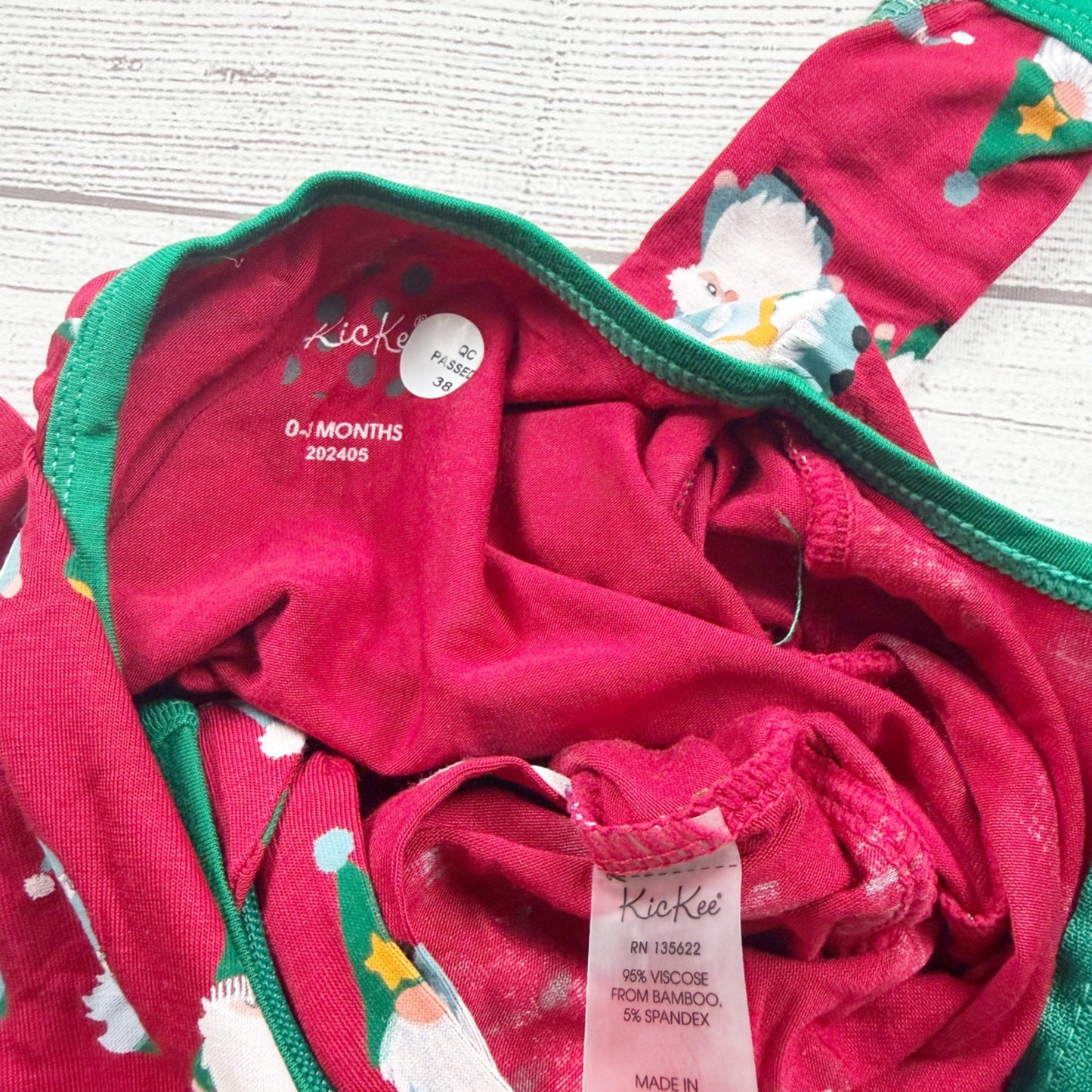 Kickee Baby Holiday Footie Pajamas Zip Gnome Tree Print Bamboo NWT 0-3 Months