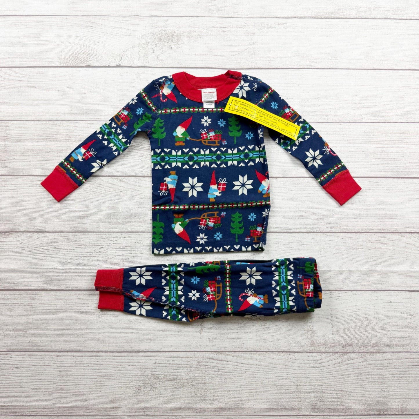 Hanna Andersson Organic Cotton Holiday Pajama Set Gnome Fair Isle Print NWT 2T