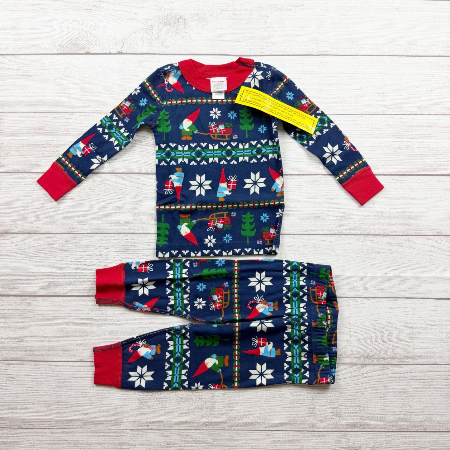 Hanna Andersson Organic Cotton Holiday Pajama Set Gnome Fair Isle Print NWT 2T