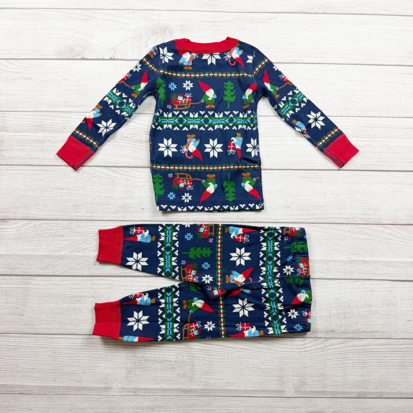 Hanna Andersson Organic Cotton Holiday Pajama Set Gnome Fair Isle Print NWT 2T
