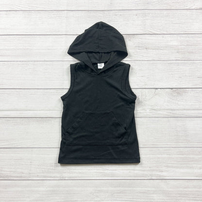 Millie & Roo Toddler Hooded Tank Top Black Ribbed Sleeveless Hoodie 3-4