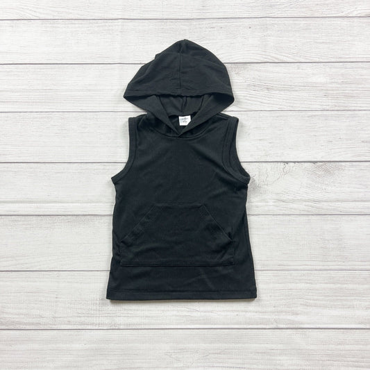 Millie & Roo Toddler Hooded Tank Top Black Ribbed Sleeveless Hoodie 3-4