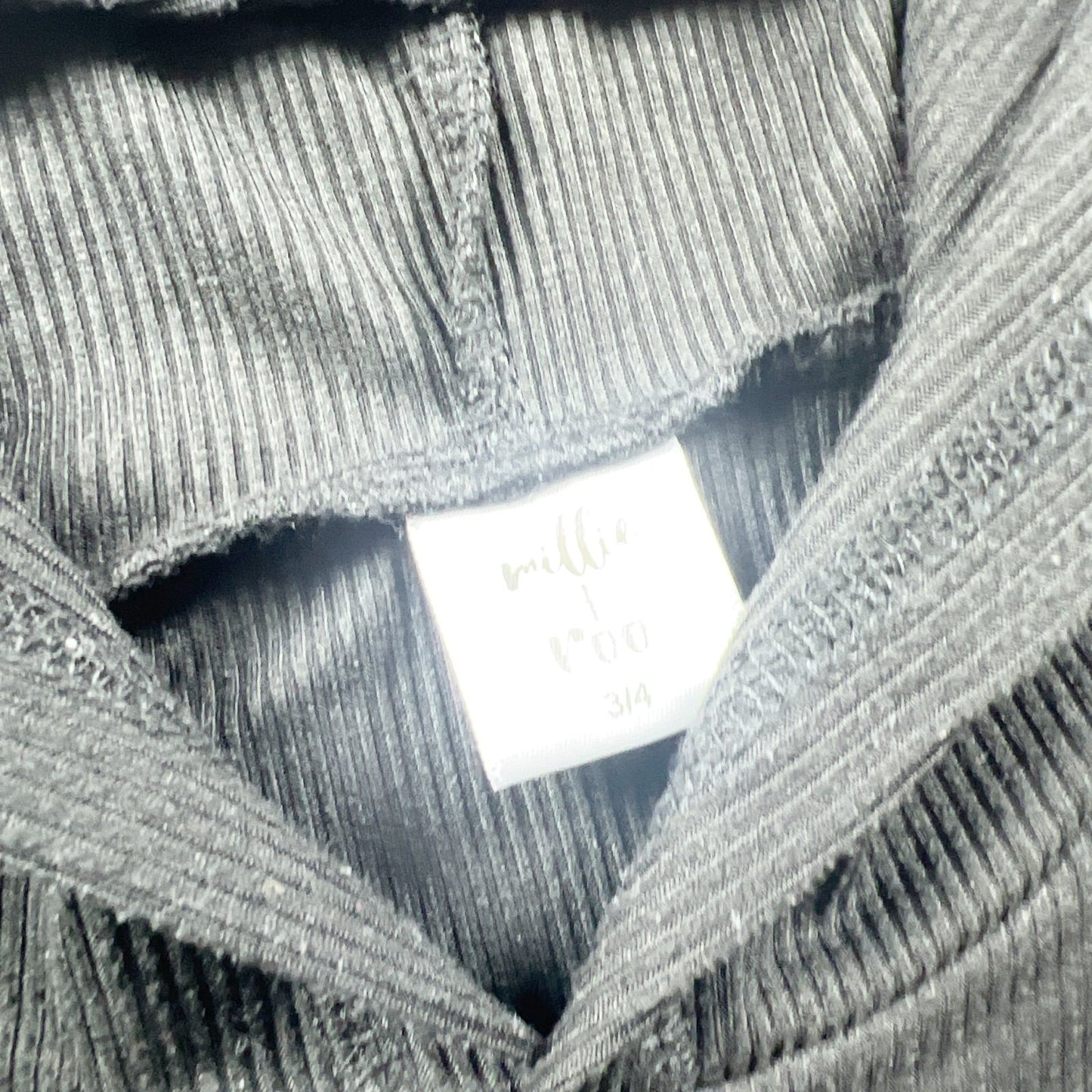 Millie & Roo Toddler Hooded Tank Top Black Ribbed Sleeveless Hoodie 3-4