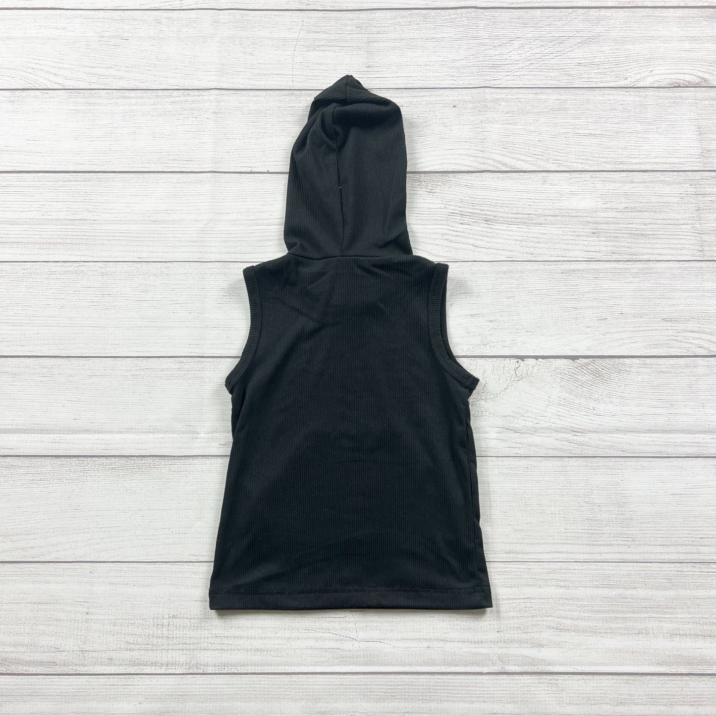 Millie & Roo Toddler Hooded Tank Top Black Ribbed Sleeveless Hoodie 3-4