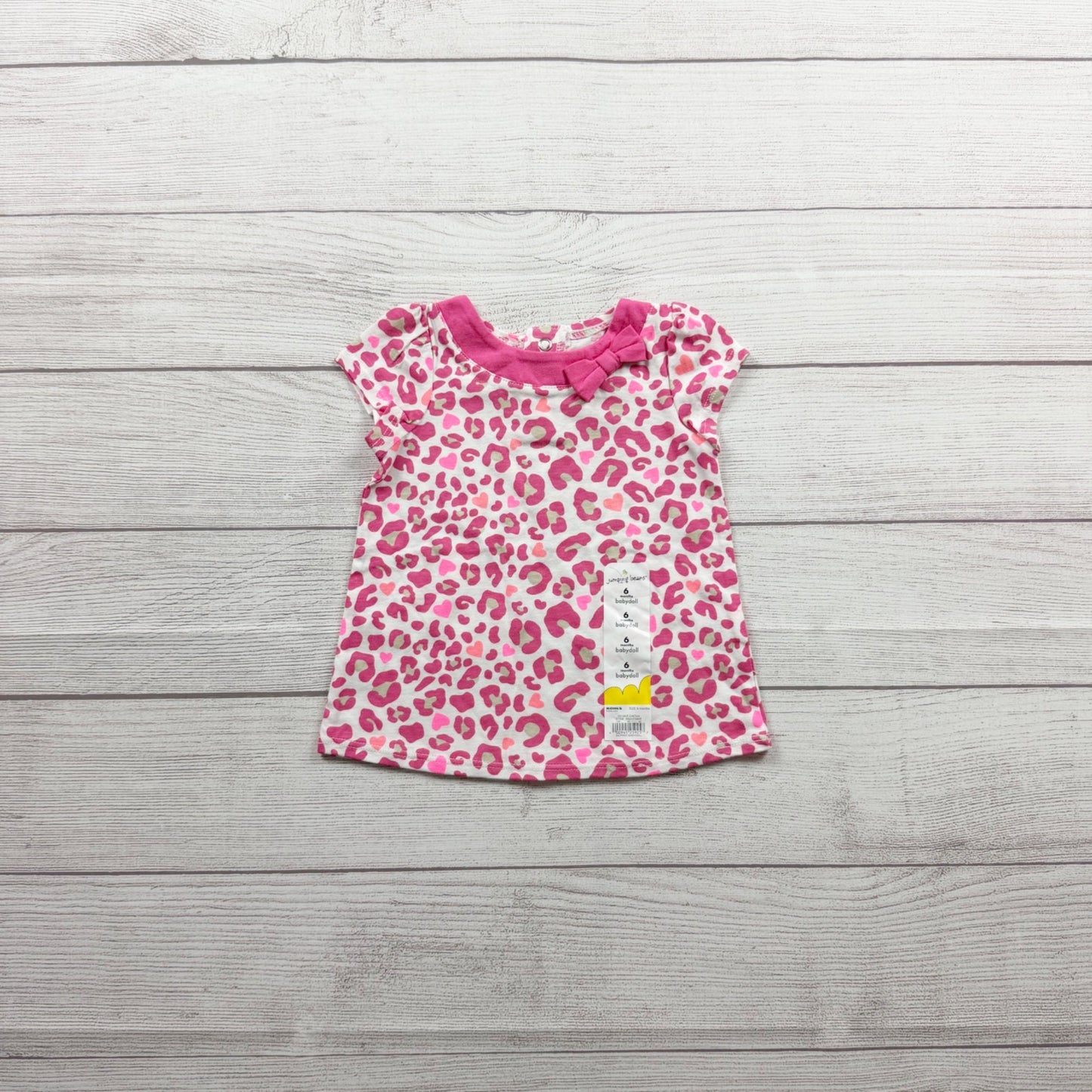 Jumping Beans Girls Pink Leopard Print Short Sleeve Babydoll Dress NWT 3-6 Month