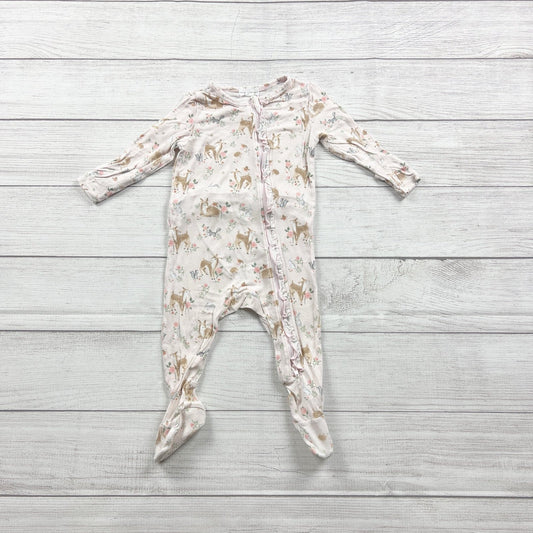 Angel Dear Baby Girls Pink Woodland Deer Print Footed Zip Pajamas 6-9 Months
