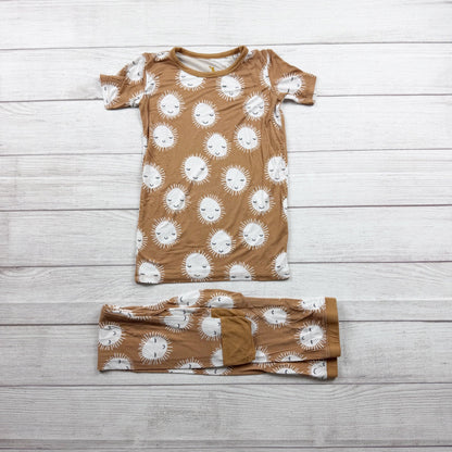 Kiki + Lulu Kids Sun Print Pajama Set Bamboo Blend Sleepwear 7-8