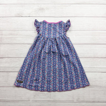 Matilda Jane Girls Floral Print Ruffle Sleeve Dress Purple Pink Cotton Blend 6