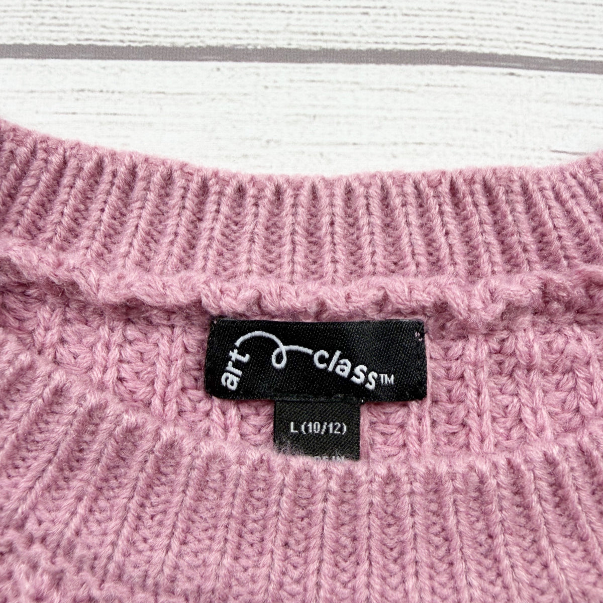 Art Class Pink Knit Cropped Sweater Crewneck Long Sleeves Girls NWT L 10-12
