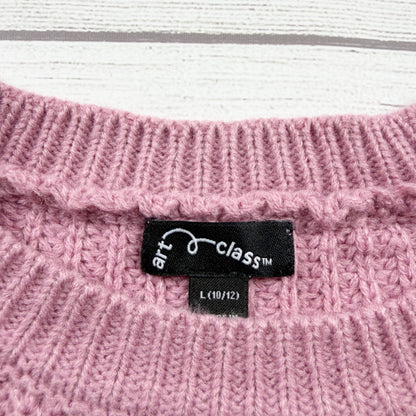 Art Class Pink Knit Cropped Sweater Crewneck Long Sleeves Girls NWT L 10-12